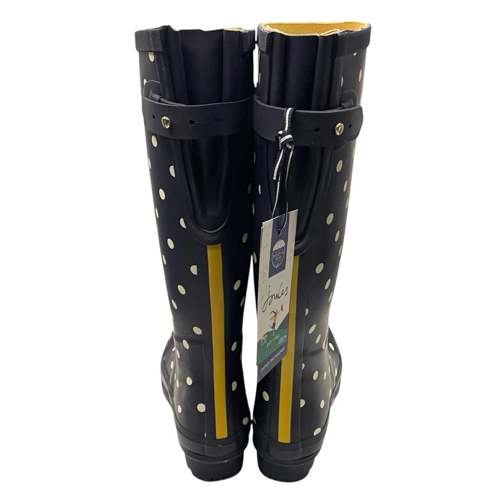 Joules polka dot tall rain boots women’s Size 6 navy blue/white - Picture 12 of 15